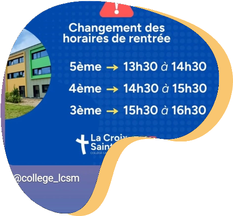 Les Horaires pour le 1° septembre 2025 pour le niveau 4